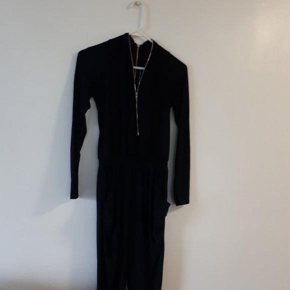 Double Zipper Black Jumpsuit - Picture 2 of 2